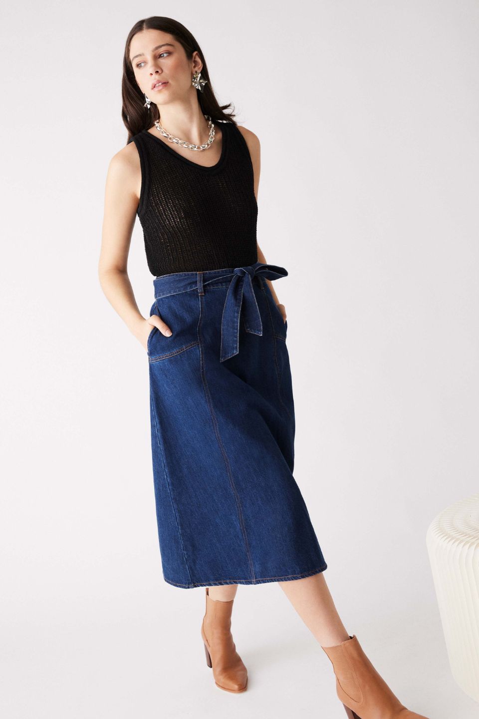 Denim Midi Skirt