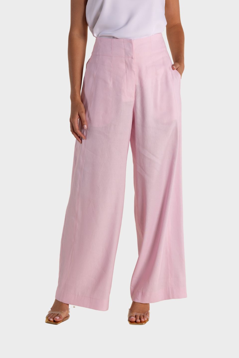 Linen Mix Wide Leg Pant