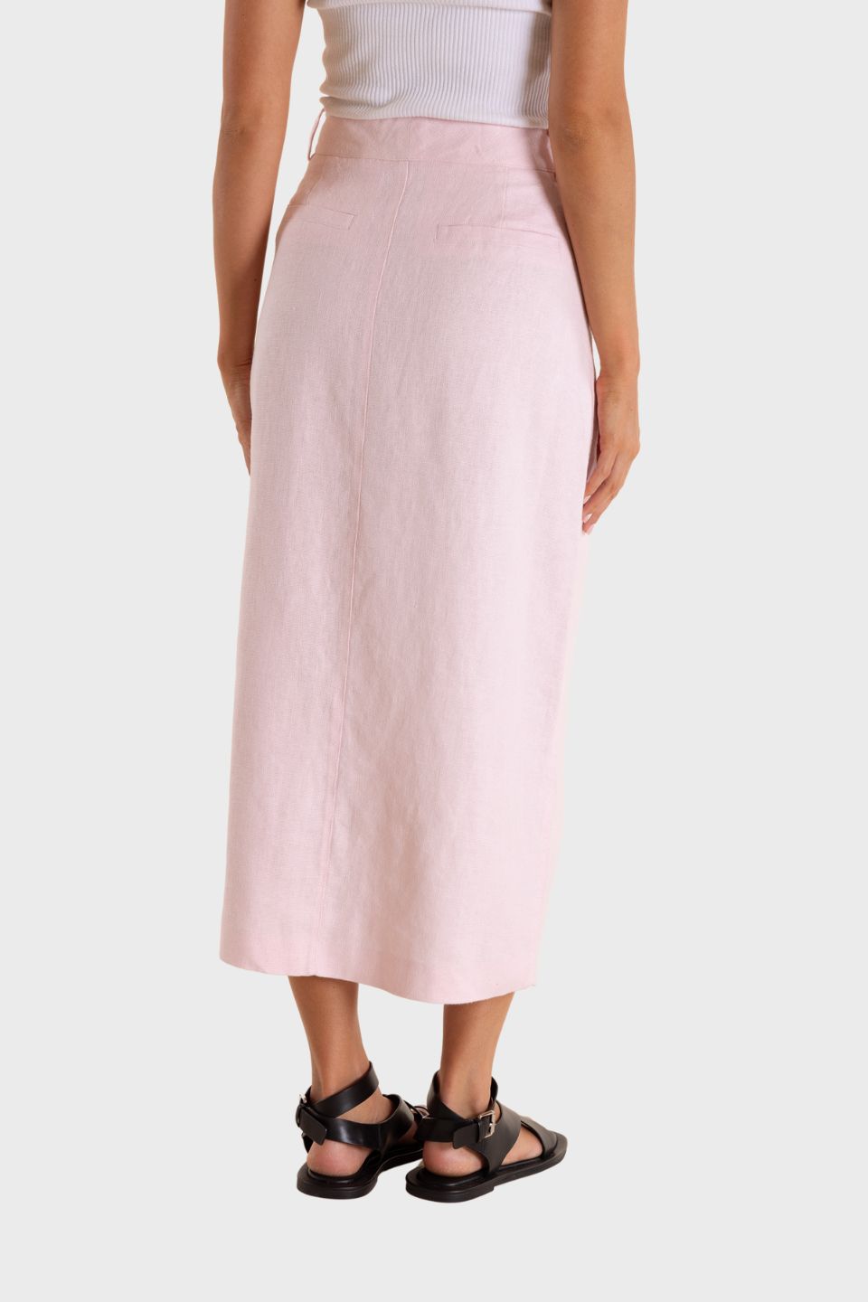 Linen Midi Skirt - Textured Linen