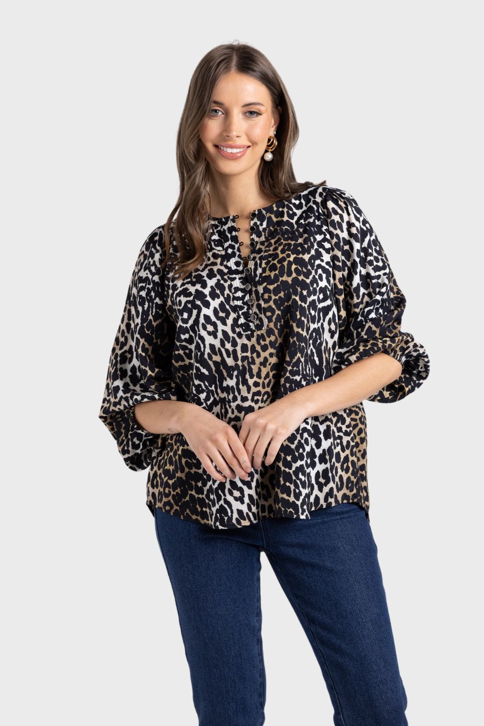 Animal Print Top 3/4 Sleeve