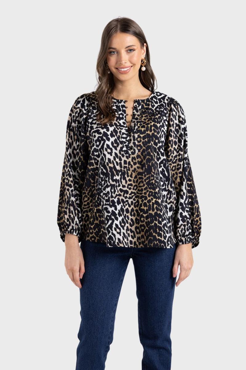 Animal Print Top 3/4 Sleeve