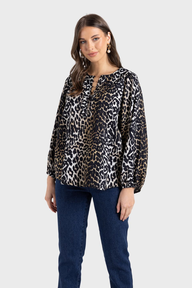 Animal Print Top 3/4 Sleeve