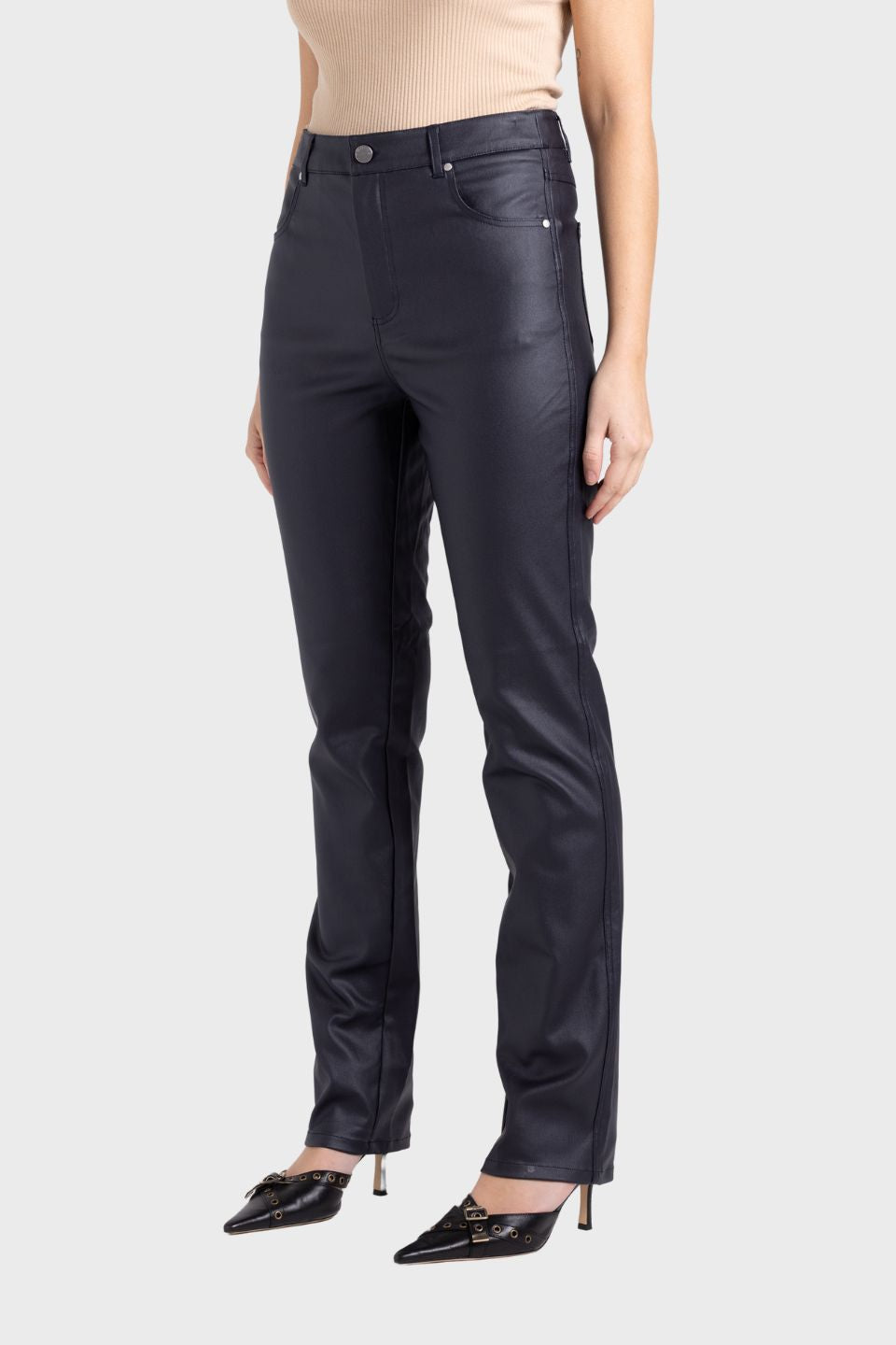 Coated Metallic Stretch Jean