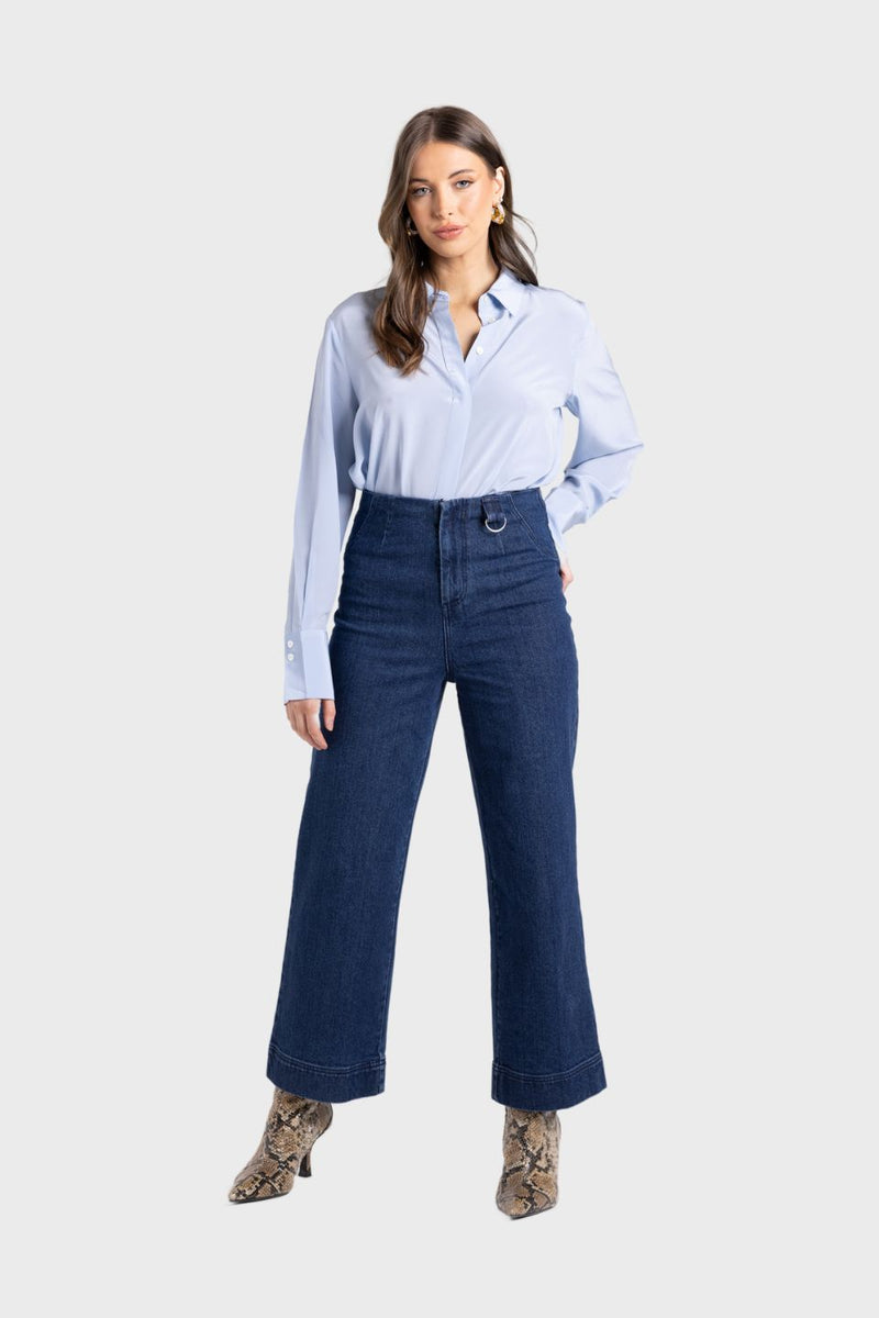 7/8 Denim Wide Leg Pant