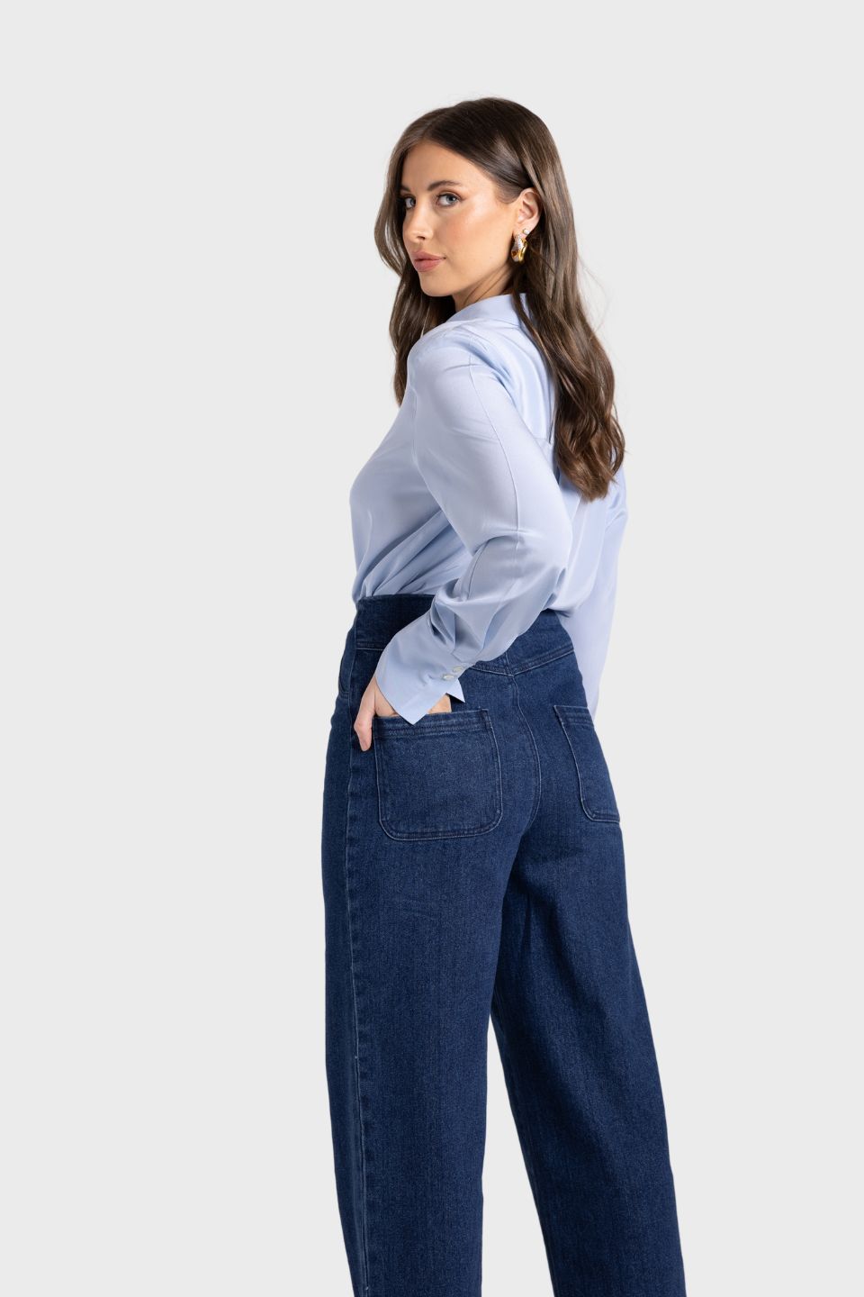 7/8 Denim Wide Leg Pant