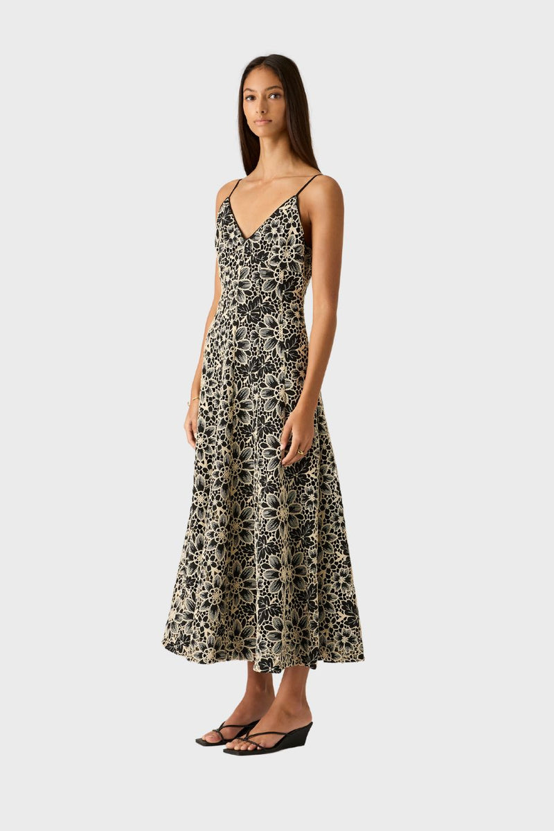 Amelia Embroidery Midi Dress