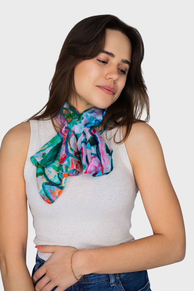 Fiore Flower Print Silk Scarf