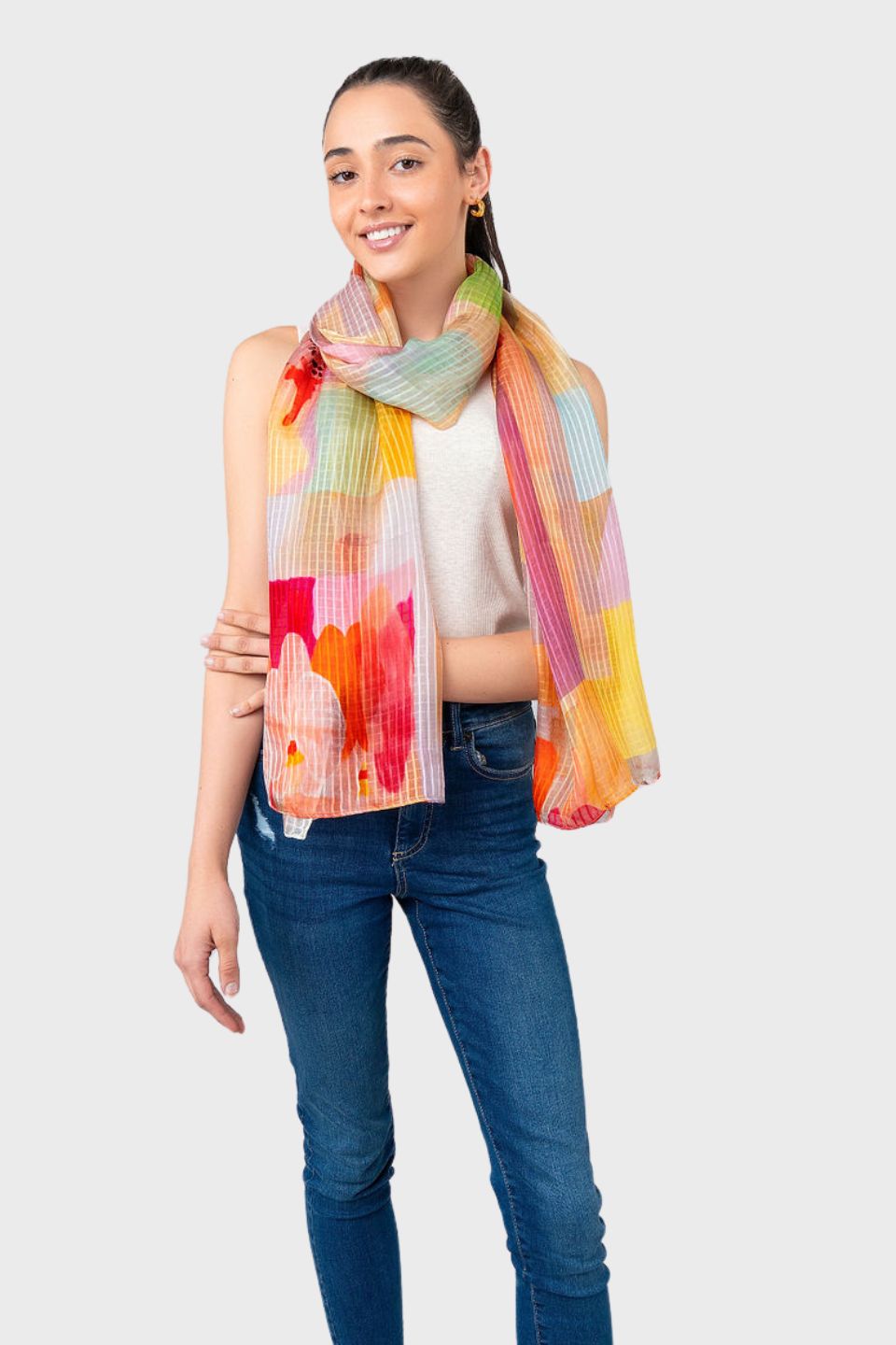 Orchid Abstract Floral Art Print Scarf