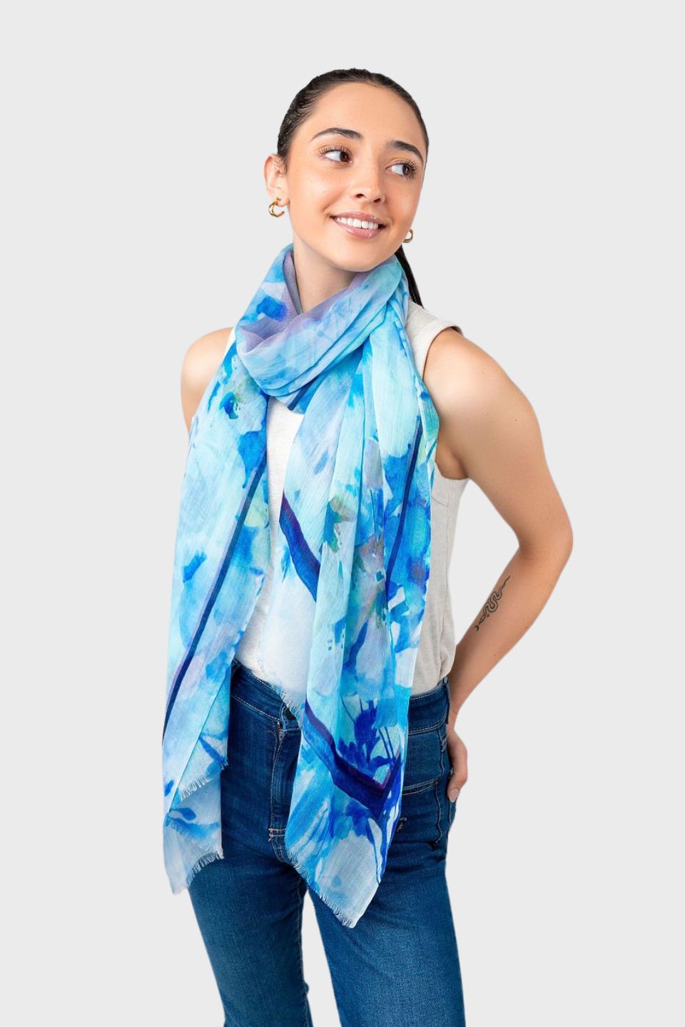 Blossom Abstract Watercolour Print Scarf