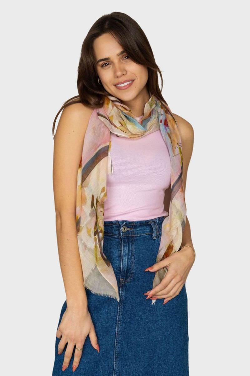 Blossom Abstract Watercolour Print Scarf