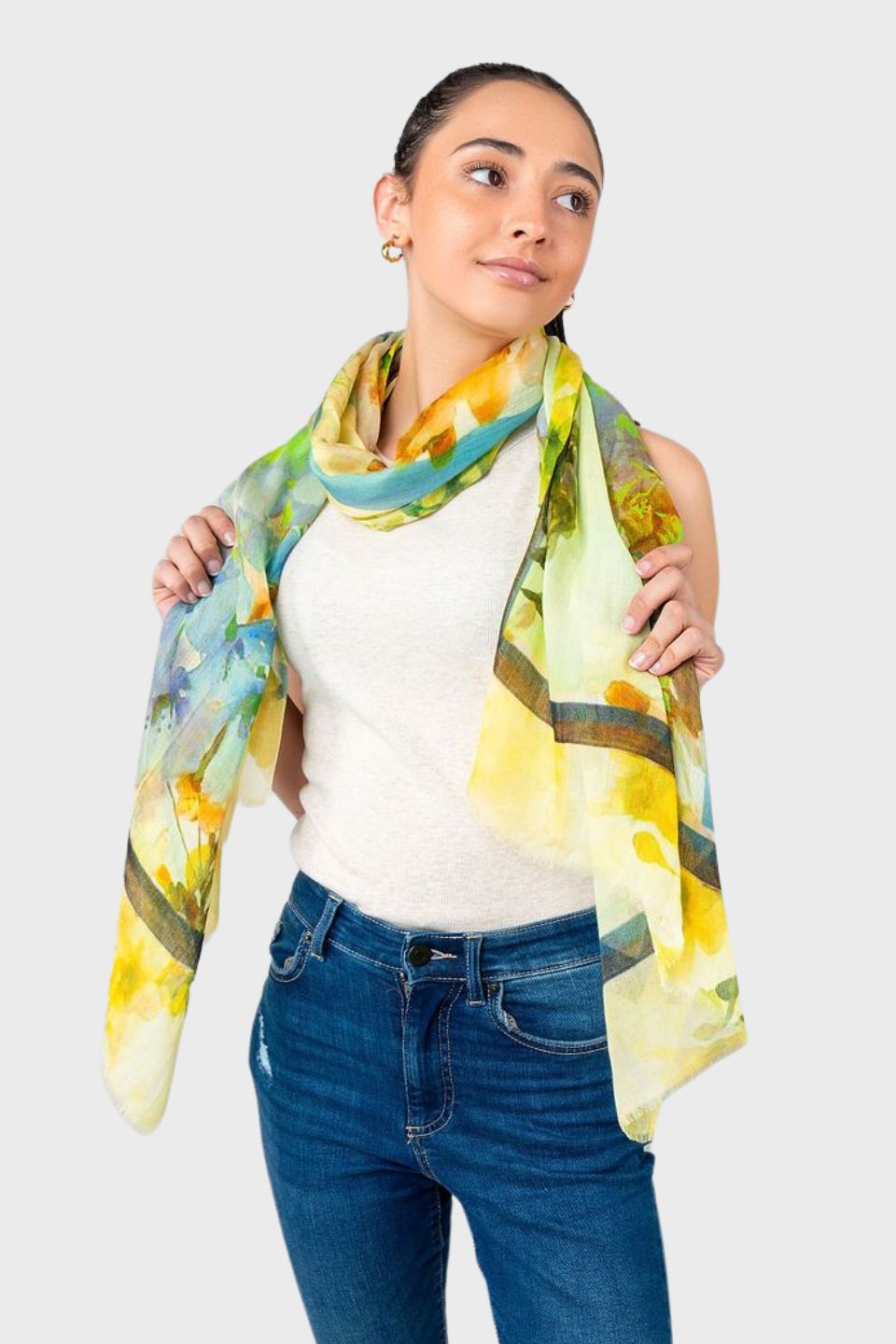 Blossom Abstract Watercolour Print Scarf