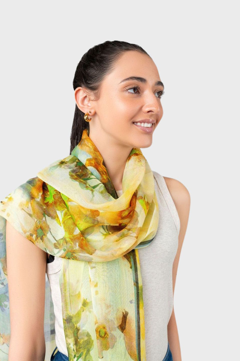 Blossom Abstract Watercolour Print Scarf