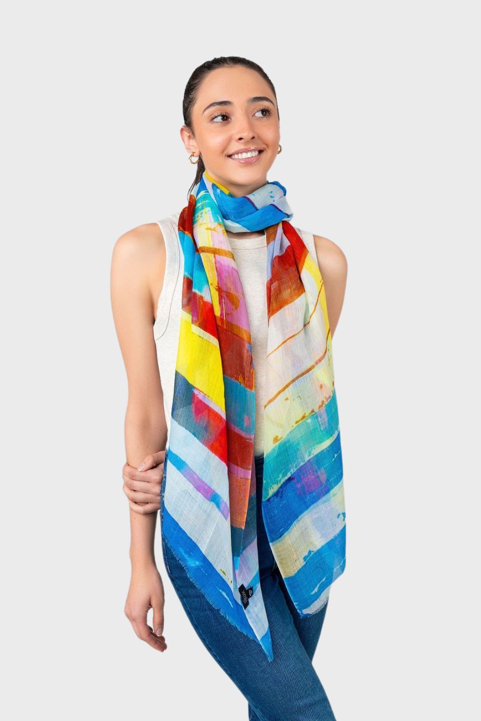 Cabana Stripe Print Modal/Silk Scarf