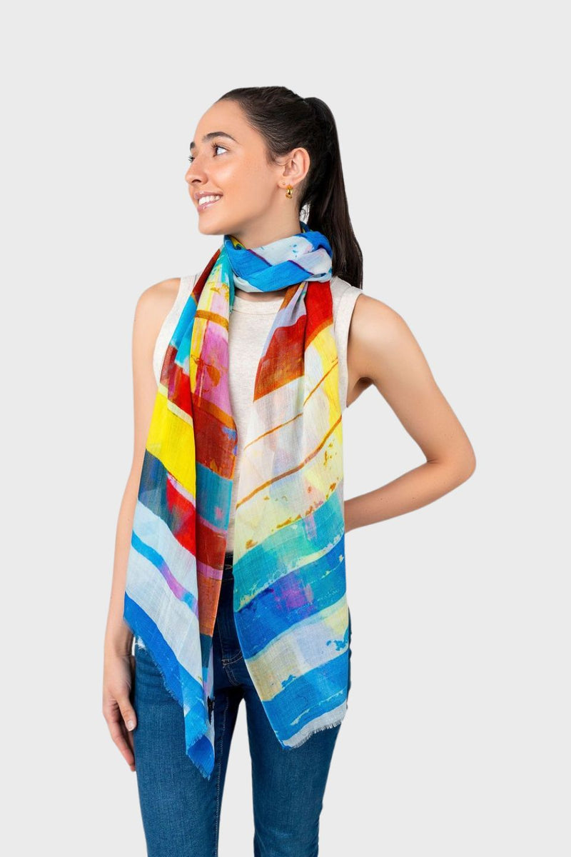 Cabana Stripe Print Modal/Silk Scarf