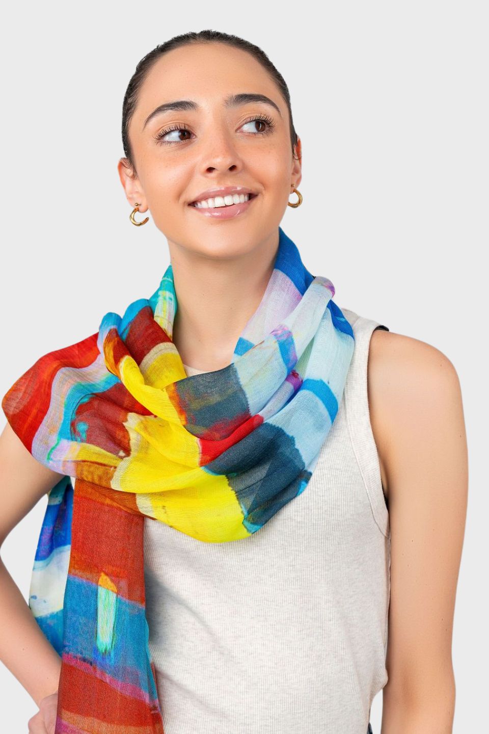 Cabana Stripe Print Modal/Silk Scarf