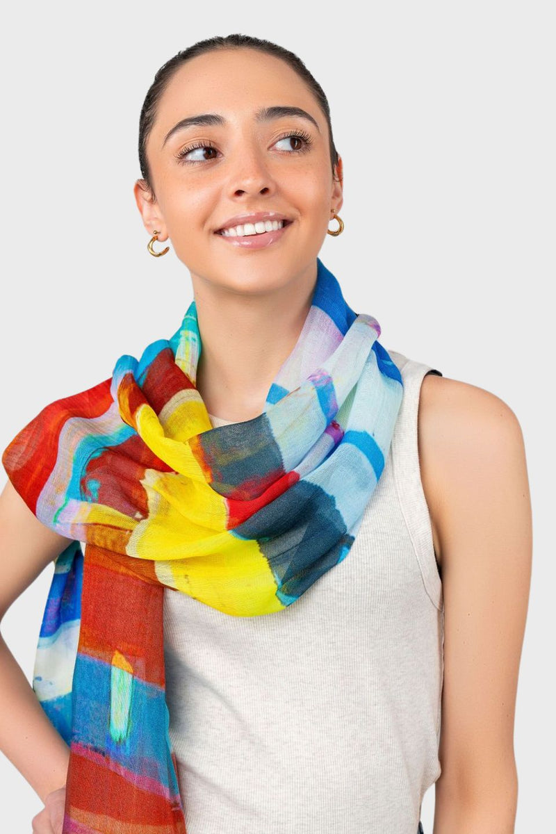 Cabana Stripe Print Modal/Silk Scarf