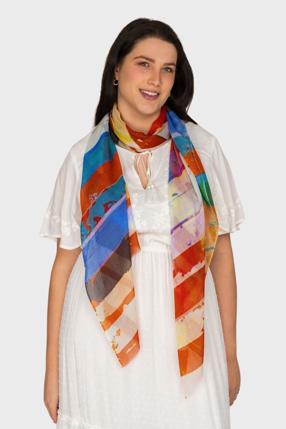 Cabana Stripe Print Modal/Silk Scarf