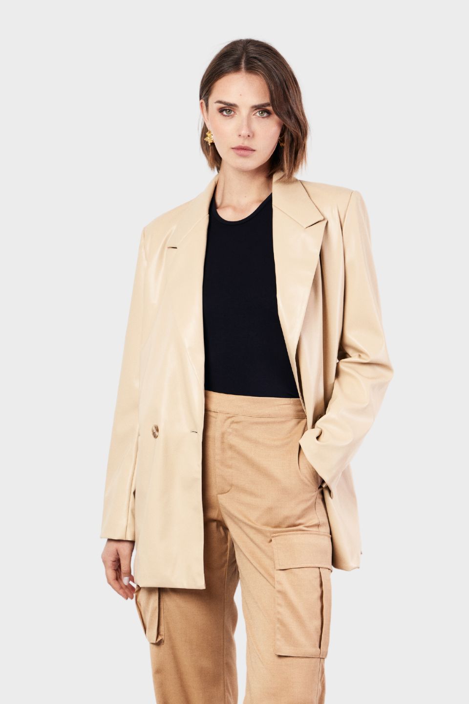 Boxy Vegan Leather Blazer