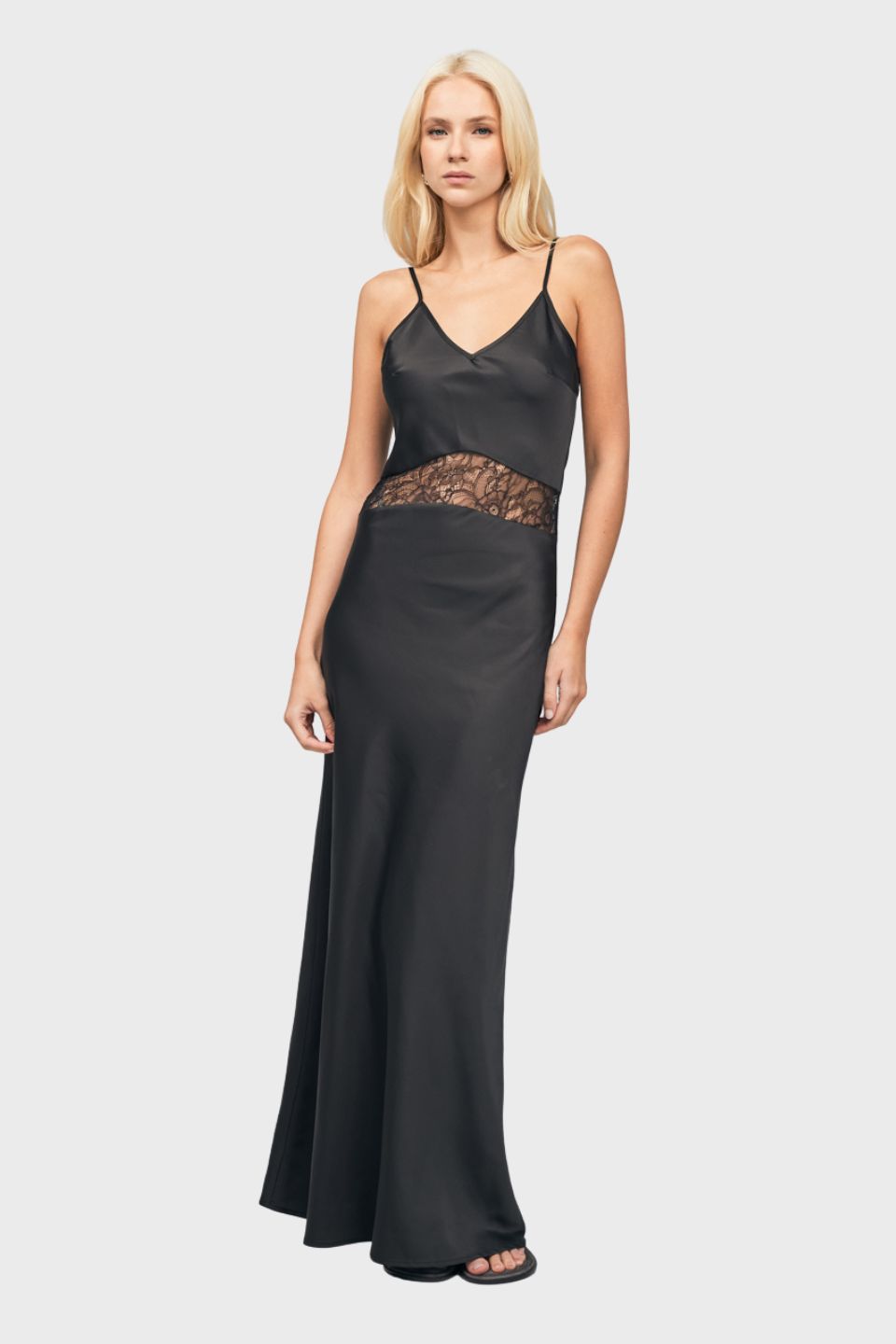 Silk Maxi Dress With Lace