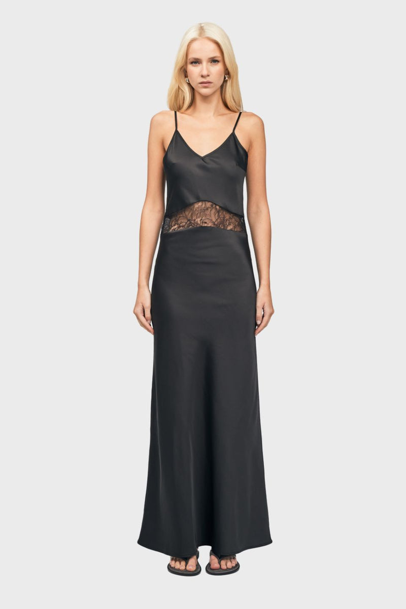 Silk Maxi Dress With Lace