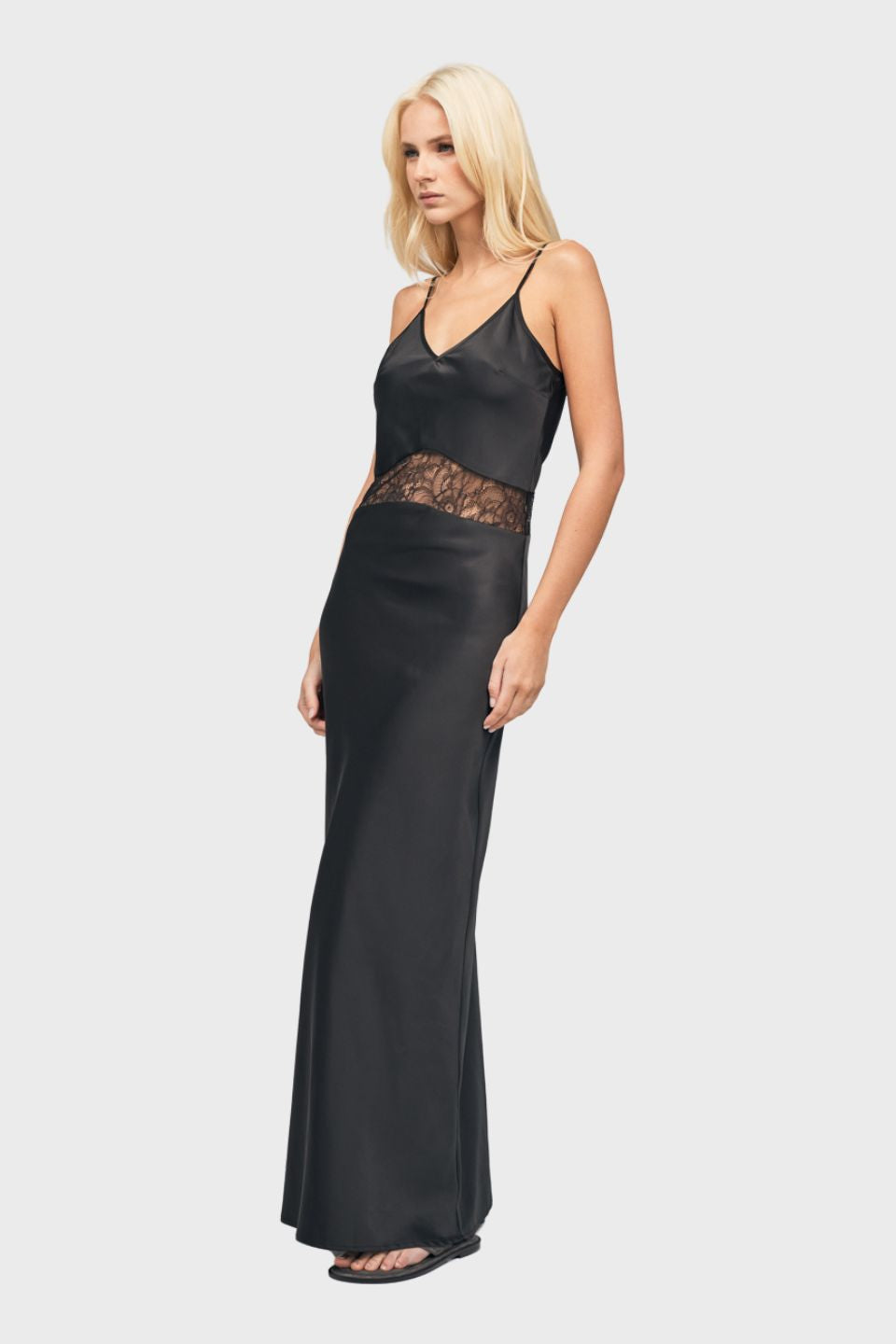 Silk Maxi Dress With Lace